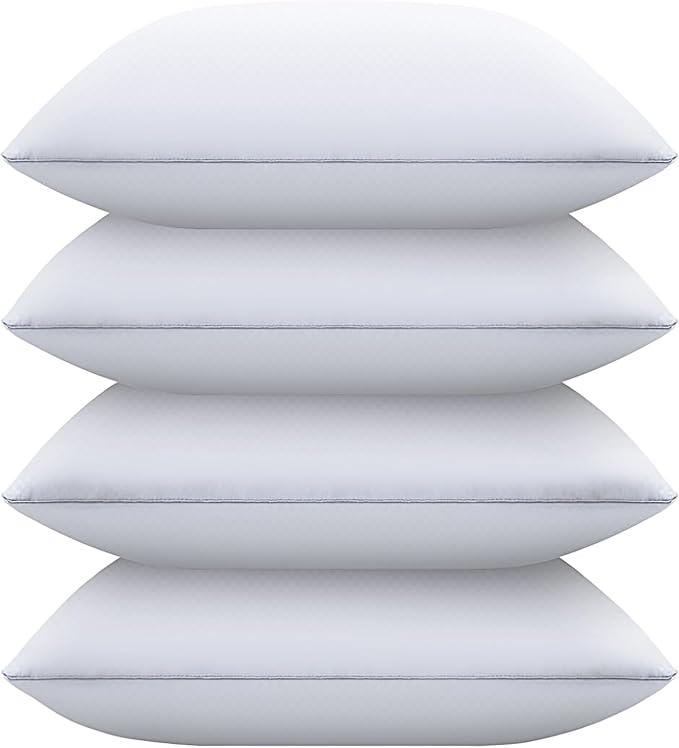 Bed Pillows for Sleeping King Size Set of 4, Down Alternative Filling, Fluff by Patting Pillows for Back, Stomach or Side Sleepers