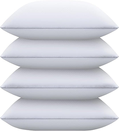 Bed Pillows for Sleeping Queen Size Set of 4, Down Alternative Filling, Fluff by Patting Pillows for Back, Stomach or Side Sleepers