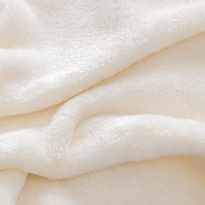 BEDELITE Flannel Sheets Queen Size White - Super Soft Fleece Sheets Set Fluffy Extra Plush, 4 Piece(Include Fitted Sheet, Flat Sheet, 2 Pillowcases)