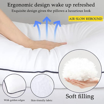 Bed Pillows 2 Pack - King Size Cooling Pillows for Sleeping Set of 2 for Side Back and Stomach Sleepers, Down Alternative Filling Luxury Soft Supportive Plush Pillows(White, King)