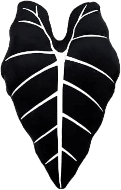 Green Philosophy Co. Frydek Alocasia Leaf Throw Pillow - Obsidian