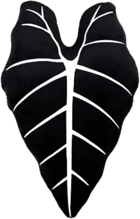 Green Philosophy Co. Frydek Alocasia Leaf Throw Pillow - Obsidian