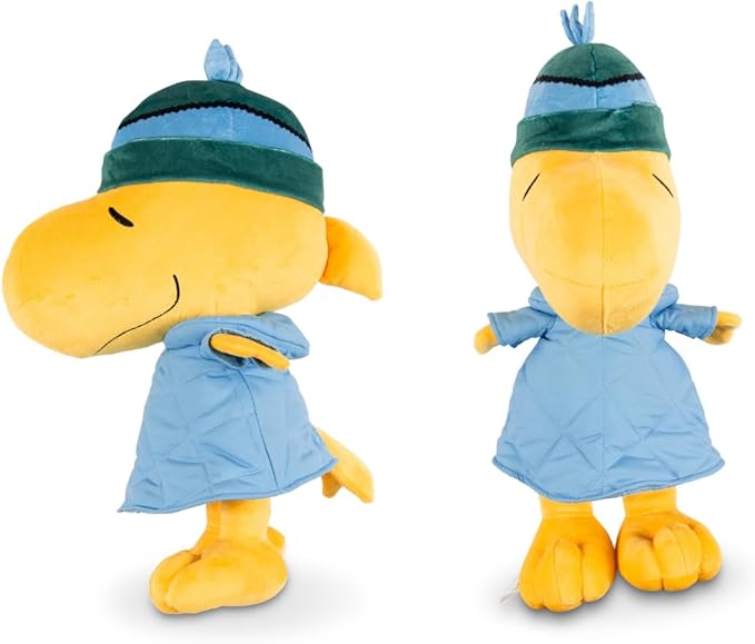 Peanuts Woodstock Winter Coat Holiday & Christmas Bedding Super Soft Plush Cuddle Pillow Buddy, (Officially Licensed Product) by Franco