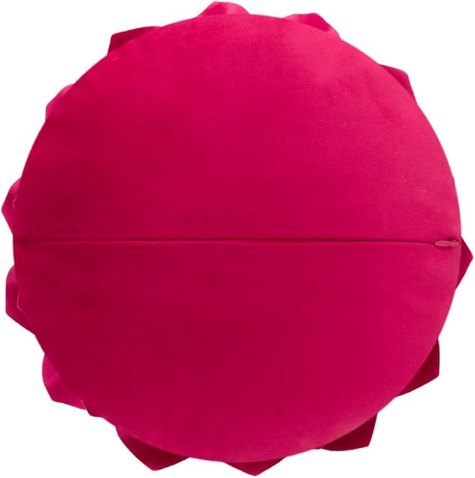 Decorative Throw Pillow 3D Flower Round Pillow Accent Handmade Cushion with Insert for Couch Bed Home Decor 12 Inch Rose Red