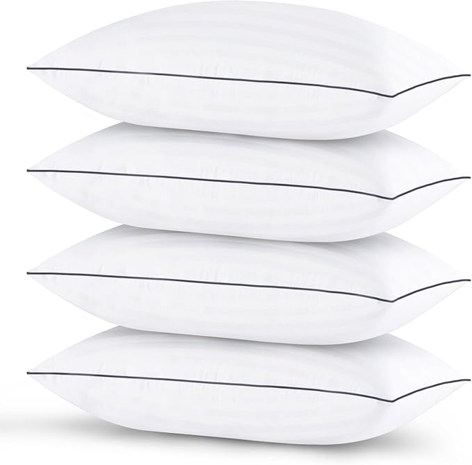 GOHOME Pillows Queen Size Set of 4 - Bed Pillows for Sleeping 4 Pack, Cooling Supportive Hotel Pillows with Premium Soft Down Alternative Fill for Side Stomach and Back Sleepers