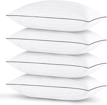 GOHOME Pillows Queen Size Set of 4 - Bed Pillows for Sleeping 4 Pack, Cooling Supportive Hotel Pillows with Premium Soft Down Alternative Fill for Side Stomach and Back Sleepers