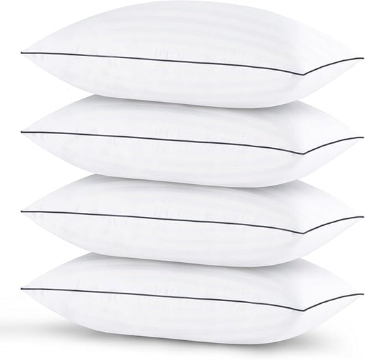GOHOME King Size Pillows Set of 4 - Bed Pillows for Sleeping 4 Pack, Cooling Supportive Hotel Pillows with Premium Soft Down Alternative Fill for Side Stomach and Back Sleepers