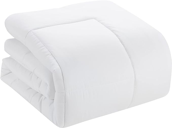 Sweet Home Collection 5 Piece Comforter Set Bag Solid Color All Season Soft Down Alternative Blanket & Luxurious Microfiber Bed Sheets, White, Twin (Pack of 4)