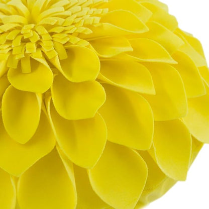 JWH Handmade 3D Flower Pillow Cover Decorative Round Throw Cushion Case Velvet Dahlia Floral Accent for Farmhouse Bed Couch Bedroom Decor 12x12 Inch Bright Yellow