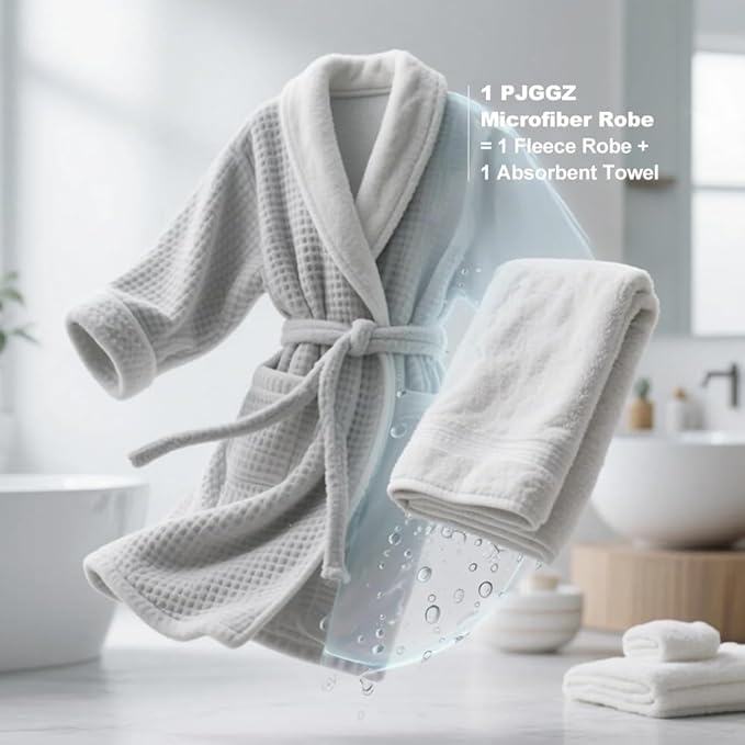 Women's Shawl Collar Bathrobe, Soft Long Towel Robes for Women - Super Absorbent Quick Dry yet Warm