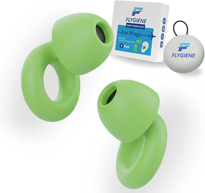 Reusable Noise Reduction Ear Plugs, 28dB SNR, Includes Storage Case, 1 Pair (Color, One Size) (Green, One Size)