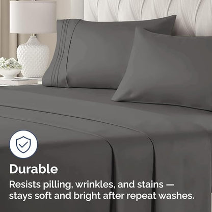 King Pillow Cases Set of 4 - Ultra Soft Hotel Quality Pillowcase Covers - Comfy, Cozy & Wrinkle Free - Shrinkage, Stain and Fade Resistant - Machine Washable Pillow Protectors - 4 Piece Set - Charcoal
