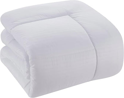 Twin Comforter Set 6 Piece Bed in a Bag with Bed Skirt, Fitted Sheet, Flat Sheet, 1 Pillowcase, and 1 Pillow Sham, Twin, Dobby White