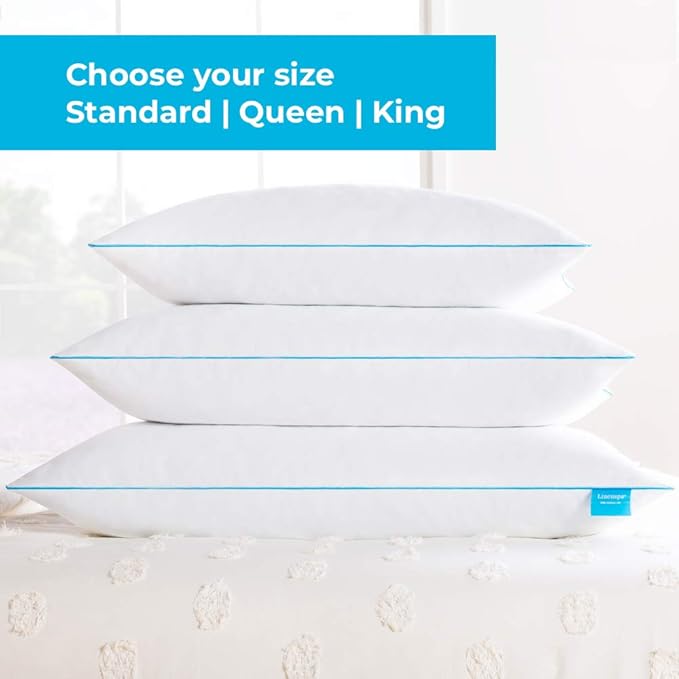 Linenspa Two Pack Shredded Gel Memory Foam Pillow, King Size – Cooling Bed Pillow – Soft and Supportive – Side, Stomach, and Back Sleepers – Pack of 2 – CertiPur Certified