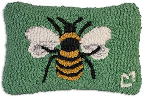 Chandler 4 Corners Artist-Designed Honey Bee Hand-Hooked Wool Decorative Throw Pillow (8 in x 12 in) Farm & Garden Pillow for Couches & Beds - Low Maintenance Nature Garden Bumble Bee Home Décor