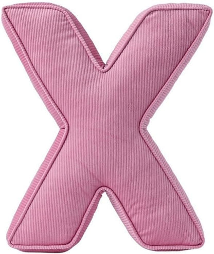 Pink Letter Plush Pillow, Letter Hugging Throw Pillows, Decorative Corduroy Initial Letter Shaped Throw Pillows, Letter Pillows English Alphabet A to Z for Sofa Bedroom Living Room Decor (X)