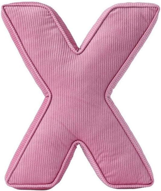 Pink Letter Plush Pillow, Letter Hugging Throw Pillows, Decorative Corduroy Initial Letter Shaped Throw Pillows, Letter Pillows English Alphabet A to Z for Sofa Bedroom Living Room Decor (X)