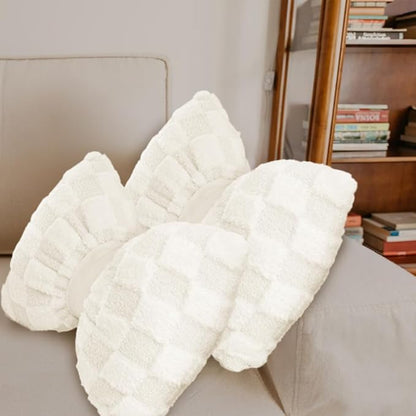 2 Pcs White Bow Pillow Big Bow Shaped Cushion Plush Car Lumbar Pillow Aesthetic Home Decor Throw Pillows for Room Bed Sofa Couch Decor