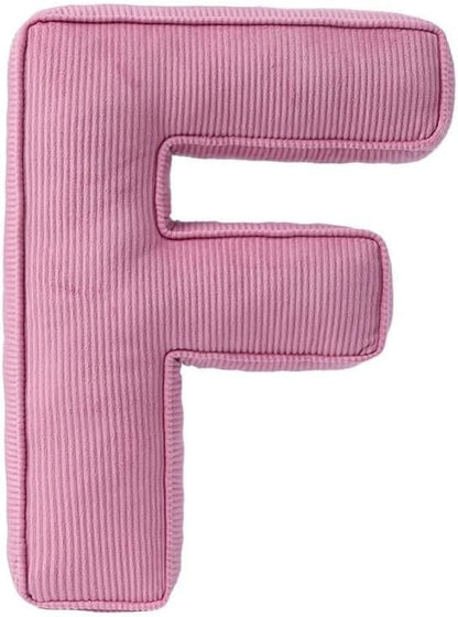 Pink Letter Plush Pillow, Letter Hugging Throw Pillows, Decorative Corduroy Initial Letter Shaped Throw Pillows, Letter Pillows English Alphabet A to Z for Sofa Bedroom Living Room Decor (F)