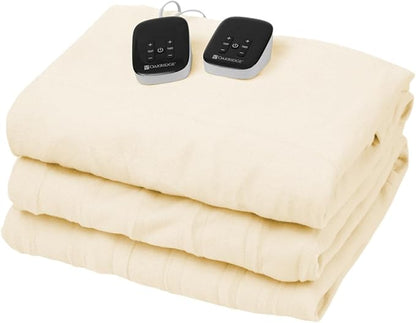 OakRidge Digital Comfort Fleece Heated Queen Blanket - Natural, 100% Polyester, Machine Washable, Oeko-TEX Certified, Perfect for Warm Nights, Controlled Heat Settings