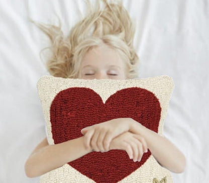 Chandler 4 Corners Artist-Designed Red Heart Hand-Hooked Wool Decorative Throw Pillow (14 in x 14 in) Valentine's Day Pillow for Couches & Beds - Low Maintenance Pillow for Anniversary & Weddings