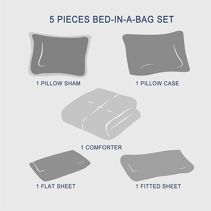 Zzlpp Twin Comforter Set 5 Pieces, Burnt Orange Seersucker Bed in a Bag with Comforter and Sheets, Lightweight Bedding Sets with 1 Comforter, 1 Pillow Sham, 1 Pillowcase, 1 Flat Sheet, 1 Fitted Sheet