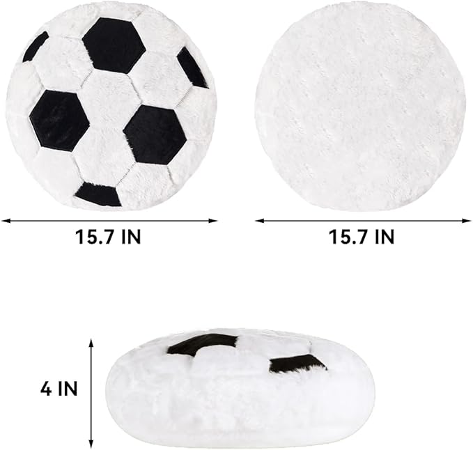 Plush Soccer Pillow, Round Ball Throw Pillow, Football Shaped Decorative Throw Pillow for Kids Room, Sofa, Bed-Soft & Fluffy Valentines Day Gifts 15.7 Inch (40 cm)