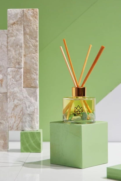 Crystal Infused Reed Diffuser, 4 OZ, Bloom - Amazonite Crystal Infused - Scents of Lavender, Neroli, and Jasmine - Hope, Discovery, & Growth - Home Decor, House Warming, Room