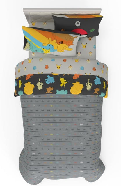 Pokemon Bedding Set, Twin Size 5 Piece Set Kids Super Soft Cozy Reversible Comforter and Sheet Set with Sham, (100% Officially Licensed Product) by Franco