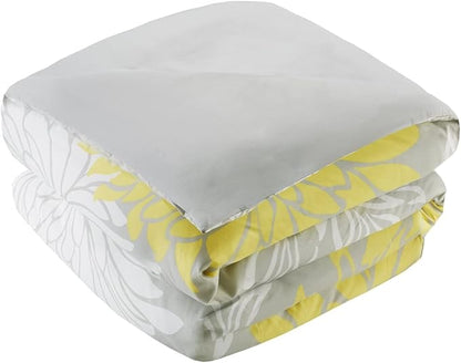 Comfort Spaces Enya Comforter Set-Modern Floral Design All Season Down Alternative Bedding, Matching Shams, Bedskirt, Decorative Pillows, King(104"x90"), Yellow