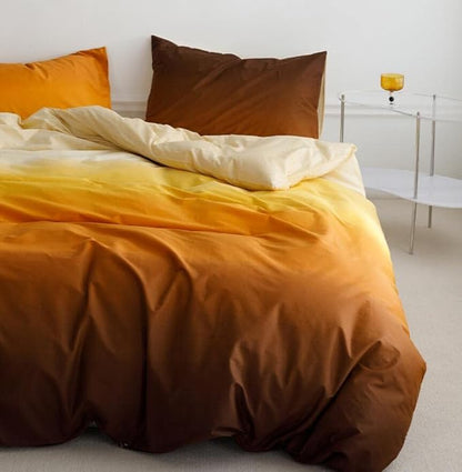 Cottonight Orange Gradient Comforter Set Twin Mustard Orange and Yellow Bedding Comforter Set Modern Gradient Aesthetic Blanket Quilts Cotton Breathable Sunset Color 3 Piece Bedding Comforter Set