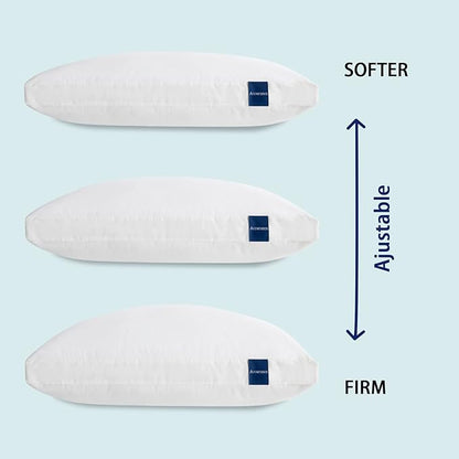 ACCURATEX Pillows King Size Set of 2, Hybrid Shredded Memory Foam Pillow[Adjustable Loft], Fluffy Down Alternative Fill Removable Cotton Cover, Firm Supportive Pillow for Side Back Sleepers