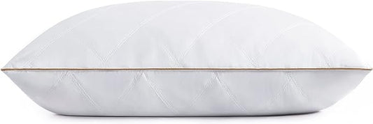puredown® Goose Feathers and Down Pillow with Diamond Quilting with 100% Cotton Cover, Pack of 1, King Size