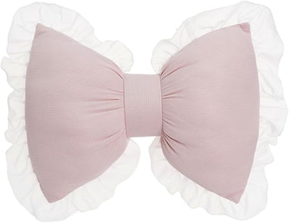 Bow Pillow for Couch, Pink Bow Pillow Throw Pillow Ruffle Lace Bow Pillows Decorative, Cute Bow Shaped Pillows for Sofa Couch Bed Living Room Bedroom Pink