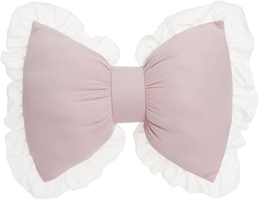 Bow Pillow for Couch, Pink Bow Pillow Throw Pillow Ruffle Lace Bow Pillows Decorative, Cute Bow Shaped Pillows for Sofa Couch Bed Living Room Bedroom Pink
