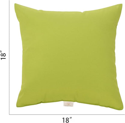 JMGBird Water-Resistant Outdoor Pillows Set of 2, 18x18 inch Durable Pure Green Throw Pillows with Inserts for Patio Furniture