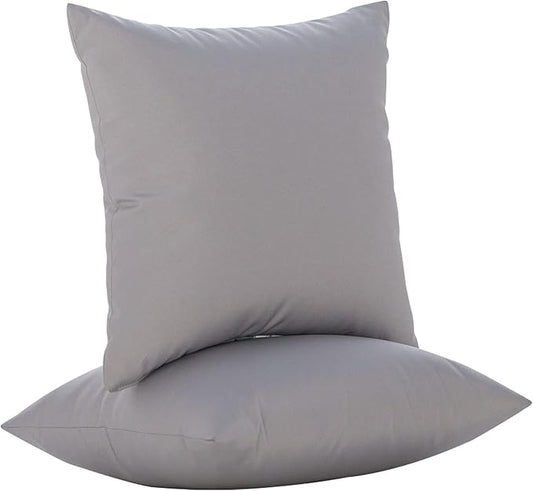 JMGBird Water-Resistant Outdoor Pillows Set of 2, 18x18 inch Durable Pure Grey Throw Pillows with Inserts for Patio Furniture