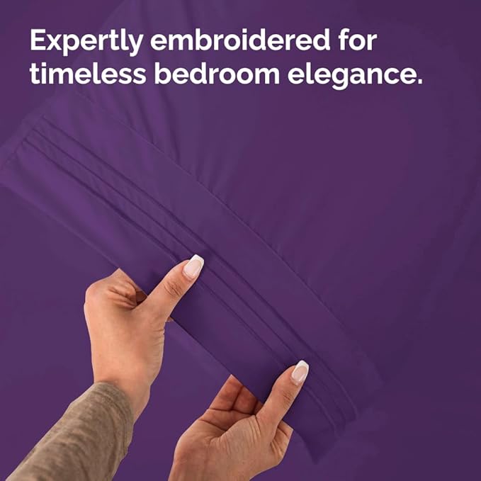 Queen Pillow Cases Set of 2 - Ultra Soft Hotel Quality Pillowcase Covers - Comfy, Cozy & Wrinkle Free - Shrinkage, Stain and Fade Resistant - Machine Washable Pillow Protectors - 2 Piece Set - Purple