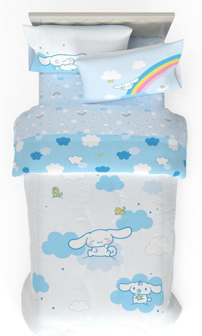 Cinnamoroll Bedding - 4 Piece Twin Size Bed Set - Super Soft Microfiber Comforter and Sheet Set, (Officially Licensed Product) by Franco Collectibles