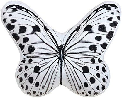 JWH 3D Butterfly Throw Pillow Decorative Animal Aesthetic Stuffed Plush Accent Pillow Case Print Cute Cushion Cover for Car Bed Couch Living Room 13x15 Inch White Black