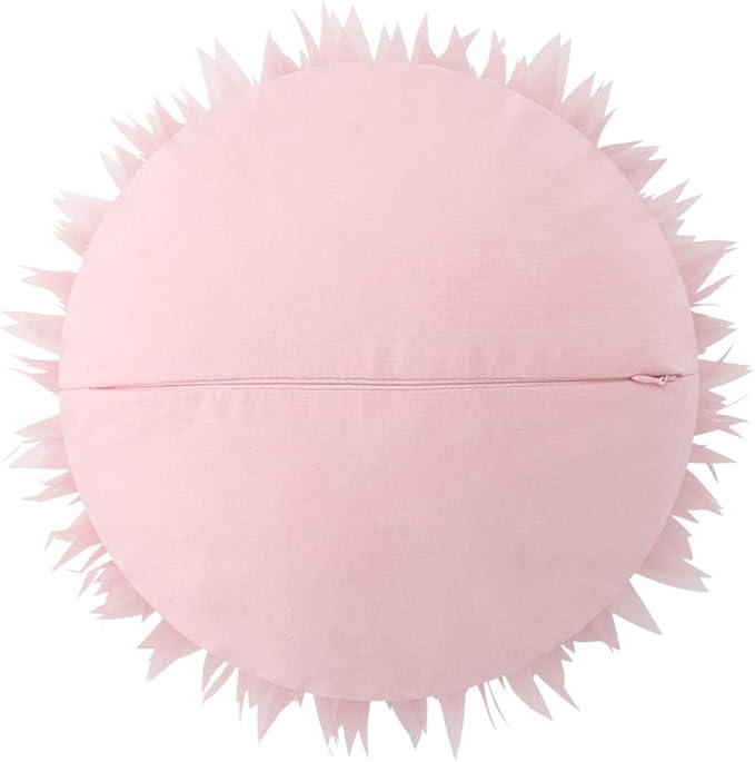 Handmade 3D Flower Round Throw Pillow Cute Decorative Daisy Sunflower Accent Cushion Elegant Soft Floral Pillow with Insert for Couch Chair Car Bed Bedroom Living Room Home Decor 14Inch Pink