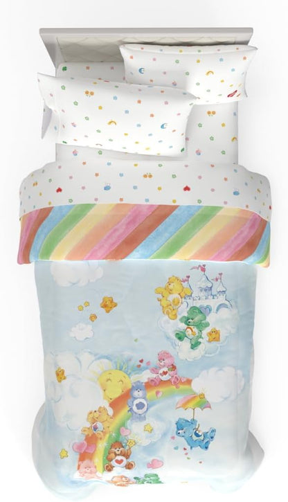 Care Bears Classic Super Soft Cozy Reversible Microfiber Comforter and Sheet Set, 4 Piece Twin Size, (Official Licensed Product) by Franco Collectibles