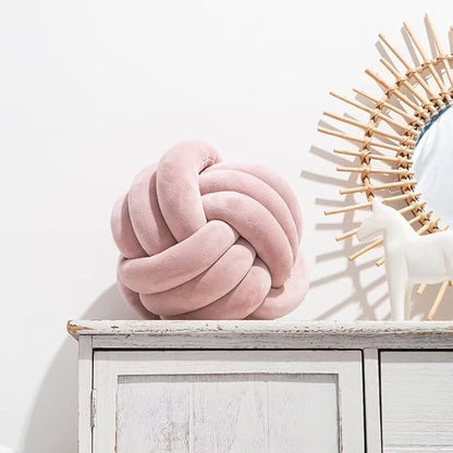 Knot Ball Pillows,Soft Round Knotted Pillow,Handmade Plush Throw Pillows Home Decoration Cushion Pillow for Sofa Bed Couch Floor(8.7 Inch,Blush Pink)
