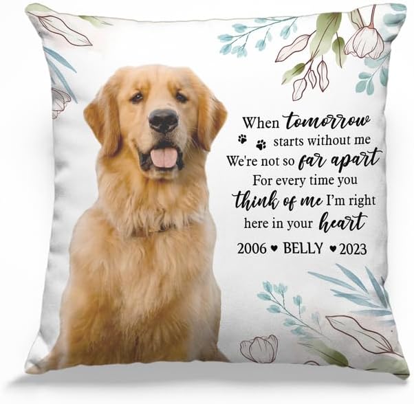 Pawfect House Personalized Dog Memorial Throw Pillows with Photo (Insert Included), I'm Right Here in Your Heart, Loss of Dog Sympathy Gift, Cat Memorial Gifts for Loss of Cat, Pet Loss Gifts