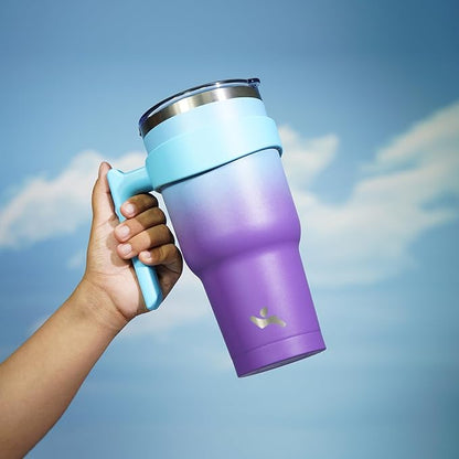 40 oz Tumbler with Handle and 2 Straw 2 Lid, Insulated Water Bottle Stainless Steel Vacuum Cup Reusable Travel Mug,Ocean Dream