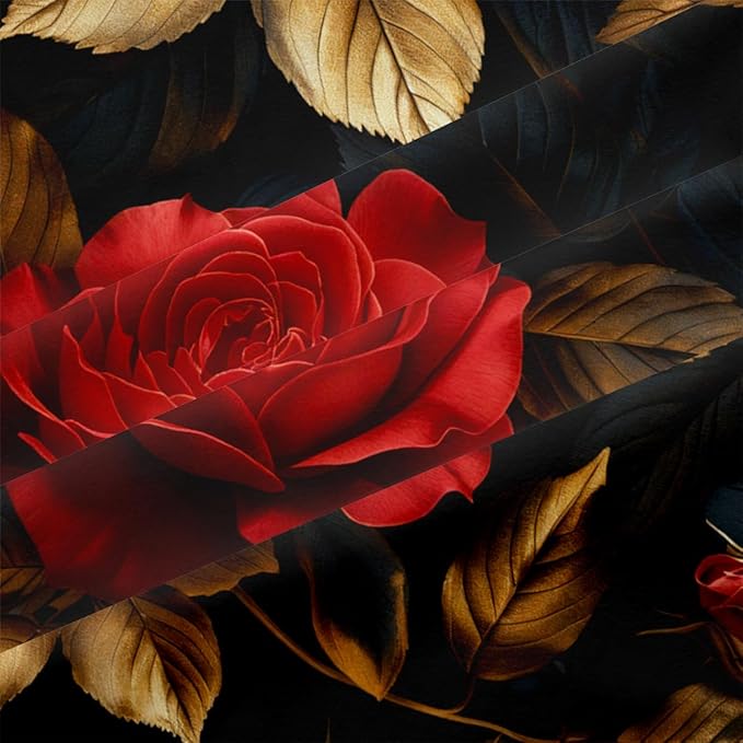 Floral Comforter Set Queen Black Red Botanical Flower Bedding Set Modern Aesthetic Bedding Sets Soft Lightweight Microfiber Comforter Sets for All Season