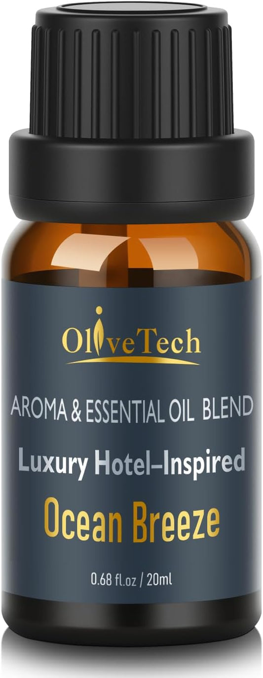Hotel Diffuser Oil 20ml – Inspired by Iconic Luxury Hotel Ocean Breeze Edition Scent, OliveTech Aromatherapy Fragrance Oil for Cold Air & Ultrasonic Diffusers, Glass Bottle (0.68 fl oz)