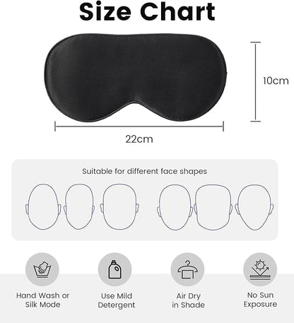 Formé & Found Silk Sleep Mask for Men & Women, 100% 6A Mulberry Silk, 16 Momme Ultra-Soft Eye Mask for Sleeping, Blackout Sleeping Eye Mask for Dry Eyes, Super Light Sleep Mask (Black)
