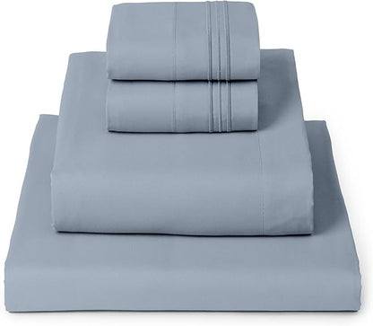 Mellanni California King Sheets Set - 4 PC Iconic Collection Bedding - Hotel Luxury, Extra Soft, Cooling Bed Sheets - Wrinkle, Fade, Stain Resistant (Cal King, Blue Hydrangea)