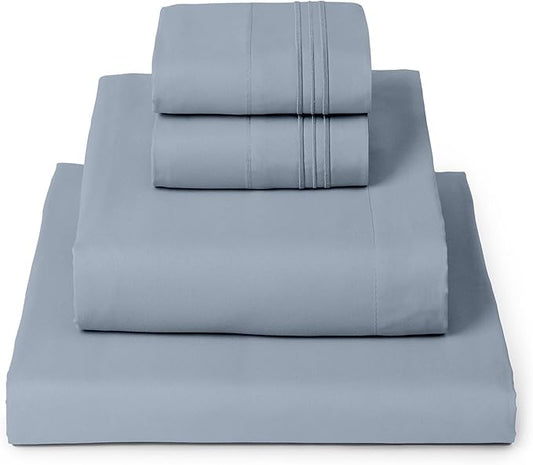 Mellanni California King Sheets Set - 4 PC Iconic Collection Bedding - Hotel Luxury, Extra Soft, Cooling Bed Sheets - Wrinkle, Fade, Stain Resistant (Cal King, Blue Hydrangea)